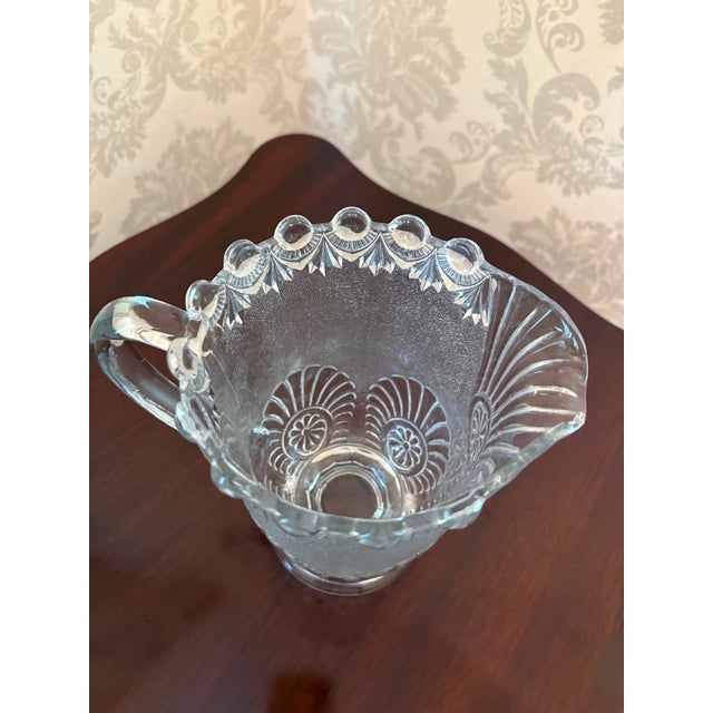 Westmoreland Glass Antique Westmoreland Shell and Jewel Pressed Glass Pitcher 8" Tall For Sale - Image 4 of 6