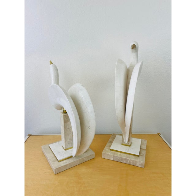 1980s Vintage 1980s Pair of Maitland Smith Tessellated Stone Stylized Bird Statues For Sale - Image 5 of 15