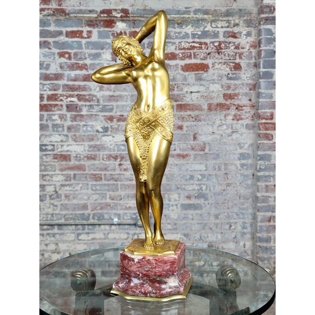 Original 1920s French Art Deco Gilt Bronze Sculture For Sale - Image 11 of 11