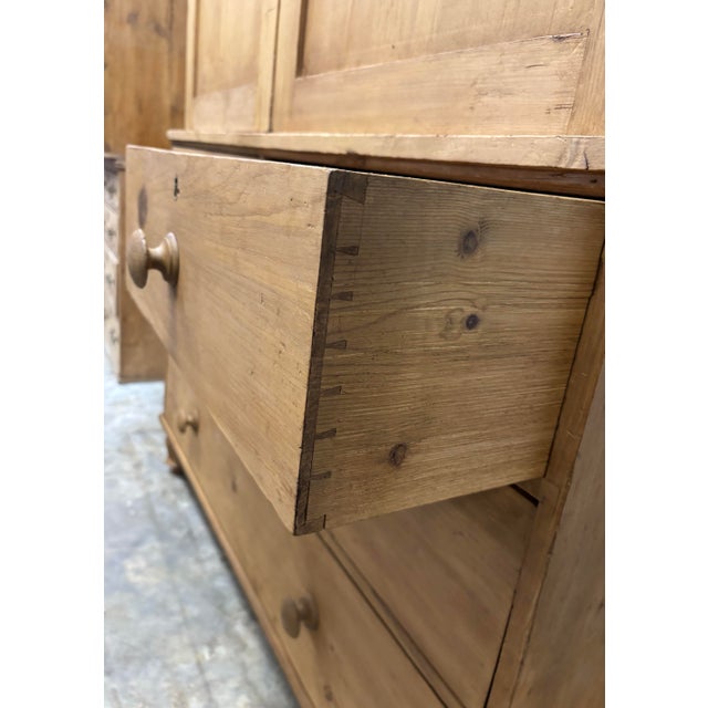 Wood 19th Century English Pine Linen Press For Sale - Image 7 of 10