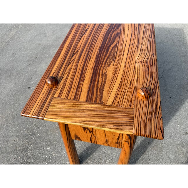 Console Table With Two Drawers, Zebrawood, Black For Sale - Image 9 of 12