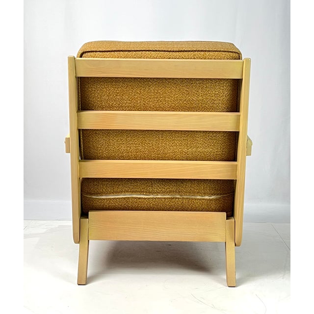 Mid 20th Century Mid-Century Modern Ficks Reed Blonde Hardwood Lounge Chair With Ochre Textured Upholstery For Sale - Image 5 of 12