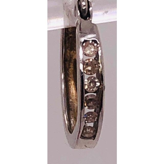 14 Karat White Gold Diamond Half Hoop Earrings, A Pair For Sale - Image 4 of 10