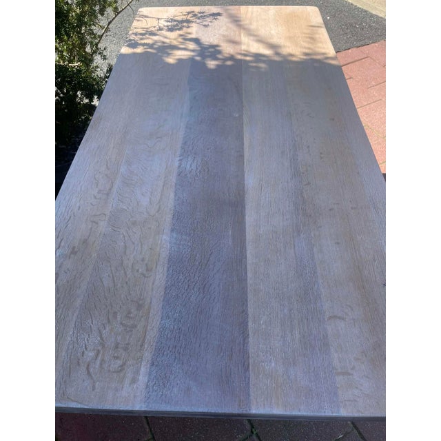 White Antique English Solid Oak Kitchen Table 1900 For Sale - Image 8 of 15