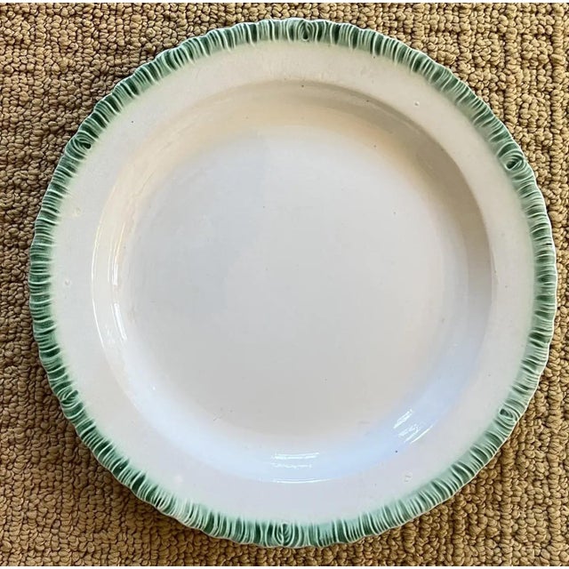 Green Antique Early 19th Century English Pearlware Green Feather Edge Plate For Sale - Image 8 of 17