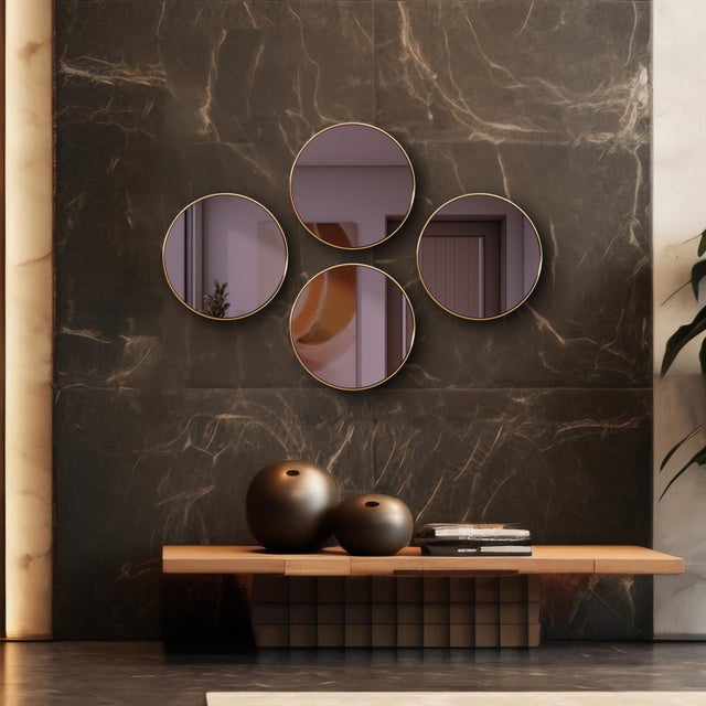 Metal Broidy Round Mirror- Aubergine Purple For Sale - Image 7 of 9