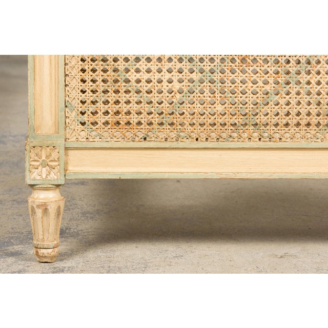 Early 20th Century French Louis XVI Style Painted Cane Daybed For Sale - Image 13 of 18