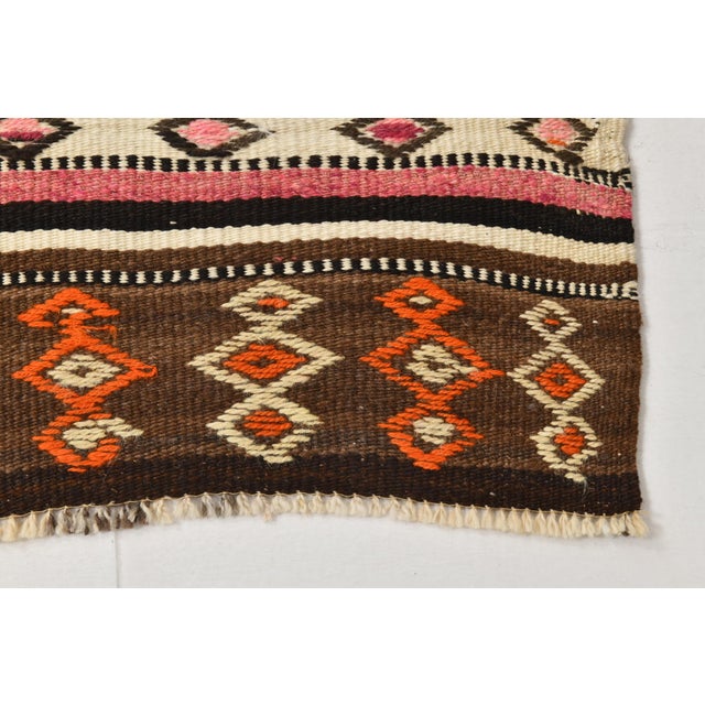 Brown Vintage Kilim Runner Rug For Sale - Image 8 of 11