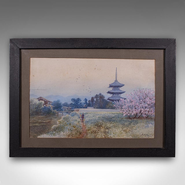 This is a vintage landscape painting. A Japanese School watercolour, signed by the artist Eizo Kato, dating to the mid...