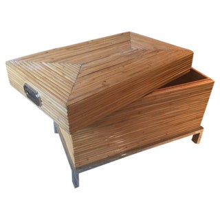 Modern Bamboo and Chrome Chest Table in the Style of Gabriella Crespi For Sale