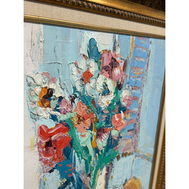 Alain Rousseau Floral Still Life Expressionist Oil Painting, Signed For Sale - Image 4 of 12