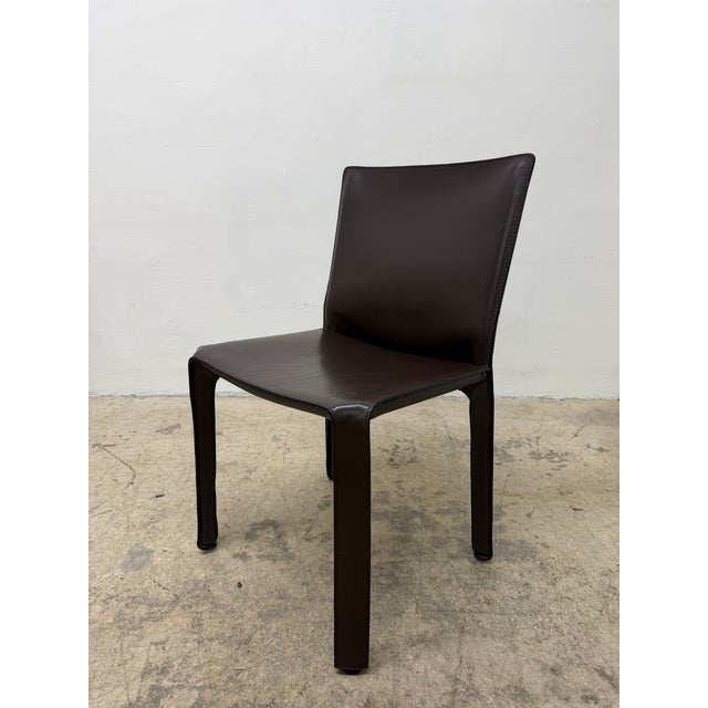 Animal Skin Mario Bellini Cab 413 Brown Leather Dining Chairs for Cassina - Set of Six For Sale - Image 7 of 18