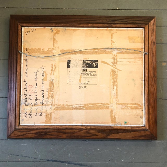 Vintage Mid Century Modern Art Students League Ny Original Painting " Silent Protest About Overcrowding in Studio 8!" For Sale - Image 4 of 7