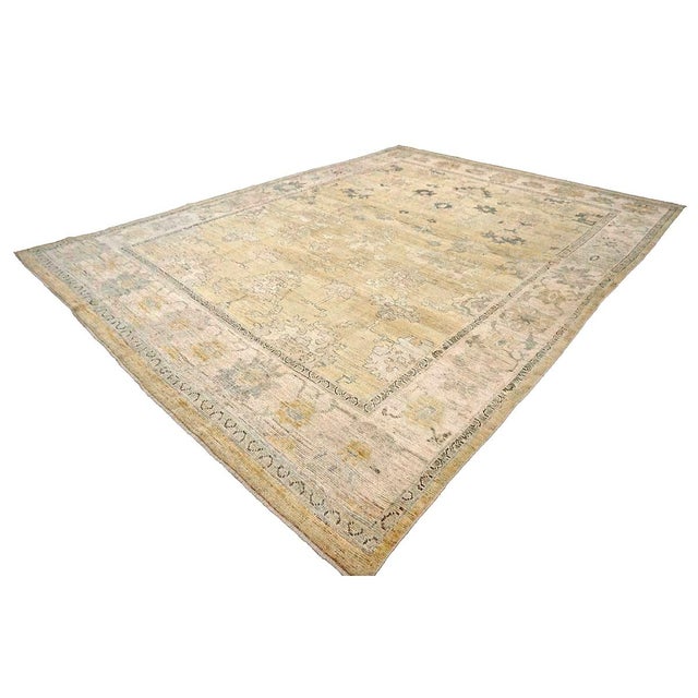 Early 21st Century 21st Century Turkish Oushak Wool 10x13 Gold, Ivory & Charcoal Handmade Area Rug #1144141 For Sale - Image 5 of 11
