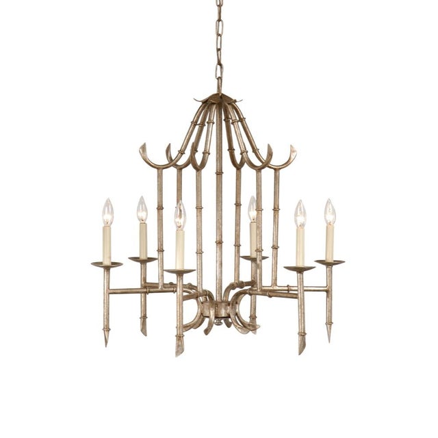 Contemporary Wildwood Bamboo Chandelier - Antique Silver For Sale - Image 3 of 3