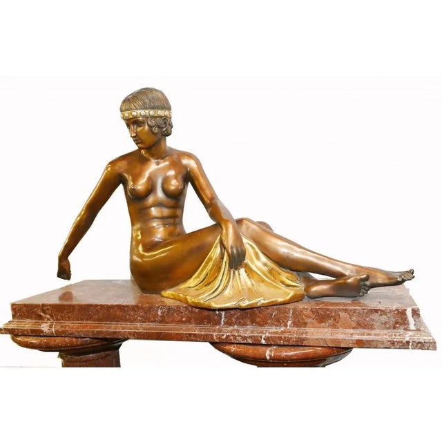 Large Art Deco Statue Female Nude Figurine in Resin For Sale - Image 11 of 11