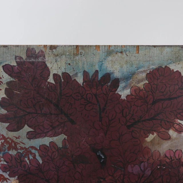 Vintage Woodland Deer Scene Painting on Wood Block Panel For Sale - Image 10 of 12