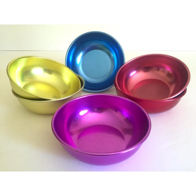 Vintage Mid Century Modern Anodized Spun Aluminum Multicolor Snack