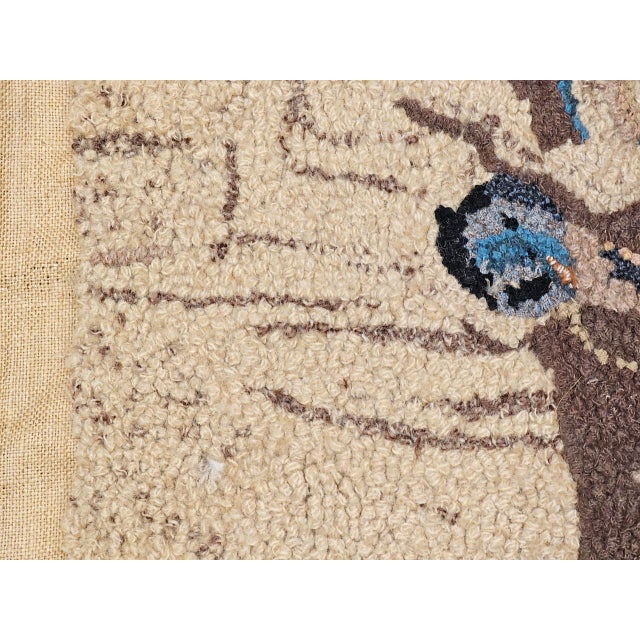 Vintage American Hand Hooked Rug, Wool & Cotton, Birds in a Tree Nest Design, 1x2 For Sale - Image 11 of 13