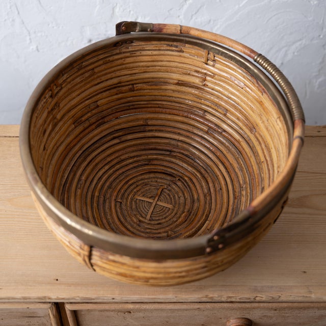 1960s Crespi Style Pencil Reed Basket, 1960s For Sale - Image 5 of 5