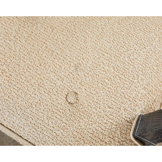 Ecru Pair of Modern Cerused Oak Faux Bamboo Bouclé Armchairs For Sale - Image 8 of 12