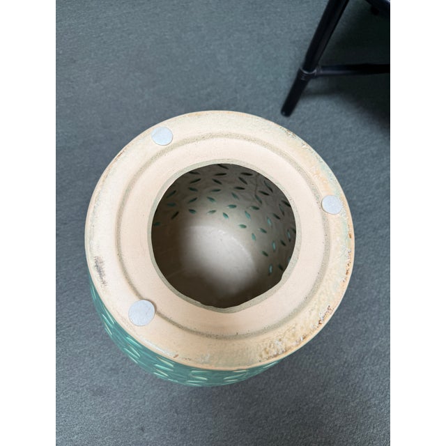 Glazed Ceramic Outdoor Garden Stool, Turquoise For Sale - Image 12 of 12
