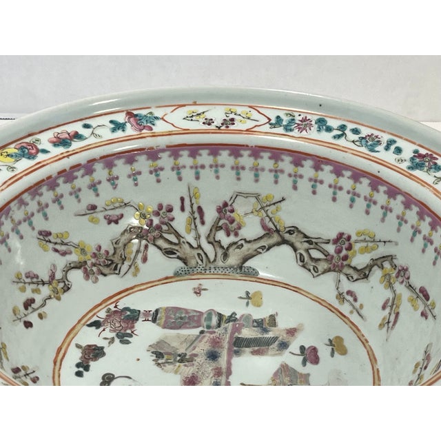 Circa 1915-1920 Early Republic Chinese Kanghxi Style Big Porcelain Bowl 13.5"d For Sale - Image 12 of 14