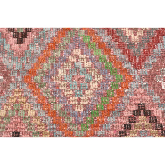 Textile Colorful Vintage Turkish Kilim Rug - 67" X 133" For Sale - Image 7 of 13