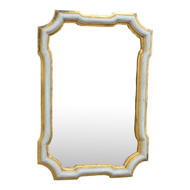 Vintage Italian Small Wooden Gilt Mirror For Sale
