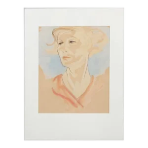 Vintage Portrait Painting of a Woman in Pastel Tones, Circa 1986 Signed Schulte