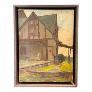 Portrait of a House. American. Oil on Board, Signed Rudert