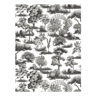 Sample - The House of Scalamandré Garden Toile Wallpaper, Onyx For Sale