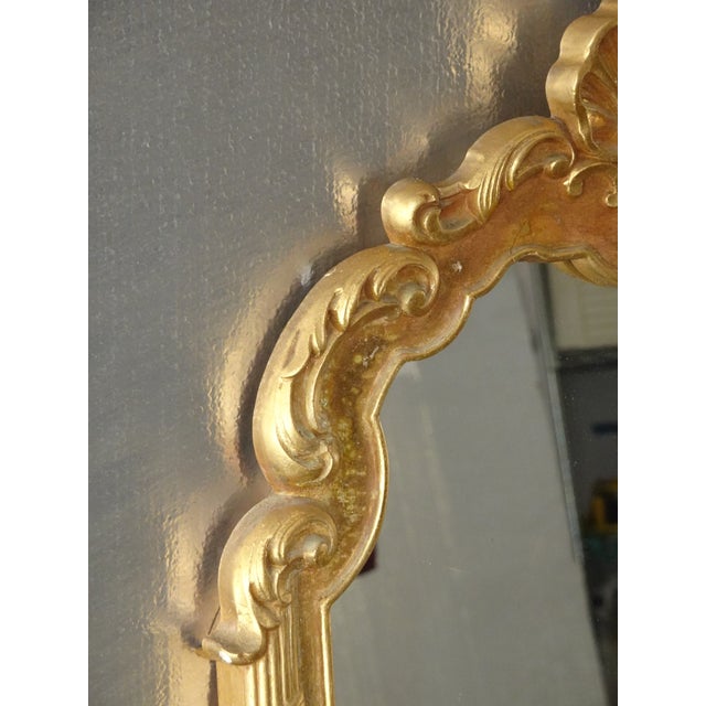 Vintage French Provincial Gold Syroco Style Wall Mantle Mirror For Sale - Image 14 of 16