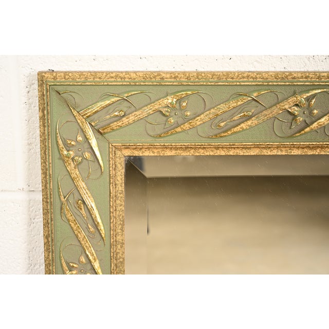 Wood John Widdicomb Style Italian Regency Louis XVI Carved Painted and Gold Gilt Wall Mirrors, Pair For Sale - Image 7 of 13
