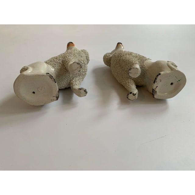 Wonderful pair of poodles - not identical as expected with true 19th Century. measure approx 6.25” tall