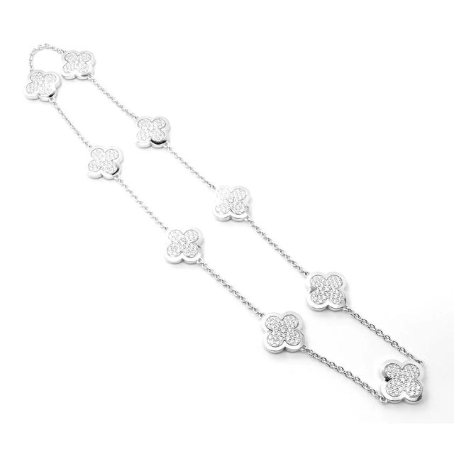 1990s 1990s Van Cleef & Arpels Pure Alhambra Nine Motifs Diamond White Gold Necklace For Sale - Image 5 of 11