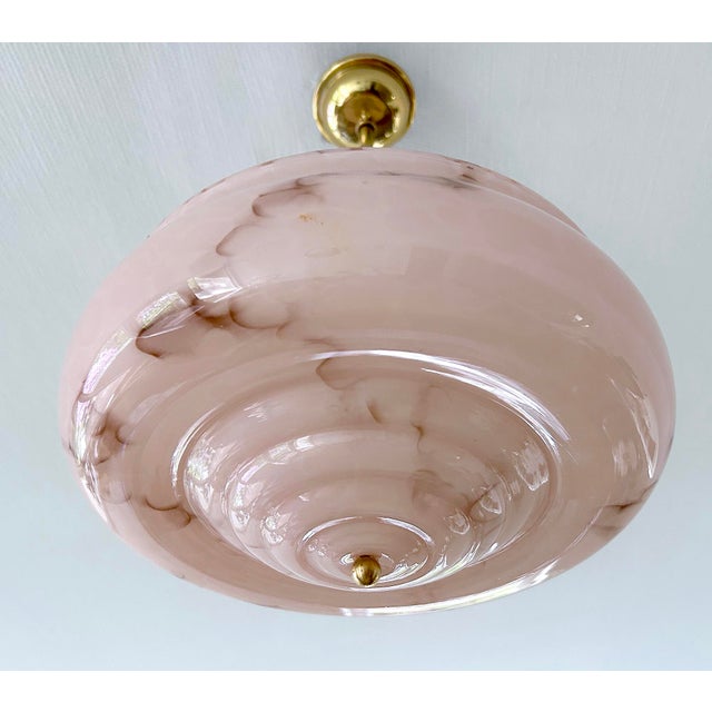 Art Deco Pendant Light in Pink Marble Glass, 1930s For Sale - Image 13 of 18