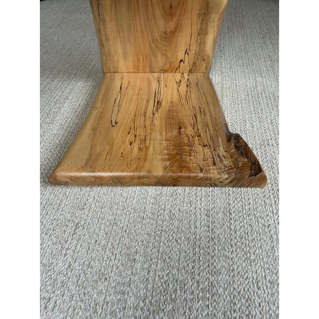 One of a Kind Figured Spaltted Maple Live Edge End Table For Sale - Image 10 of 14