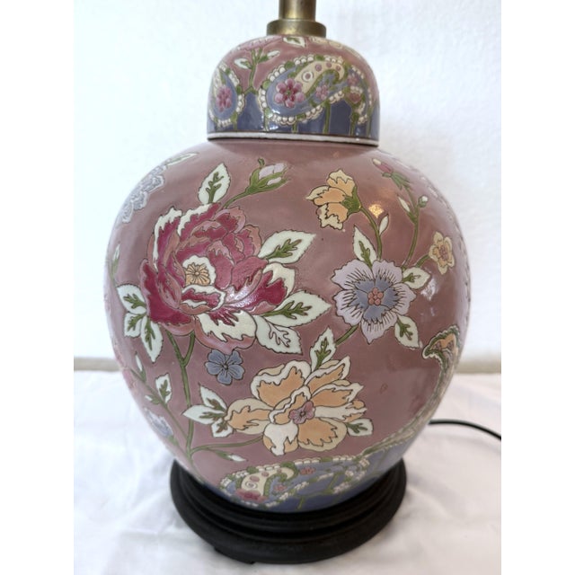Rose Vintage Macau Famille Rose Porcelain Ginger Jar Lamp For Sale - Image 8 of 12