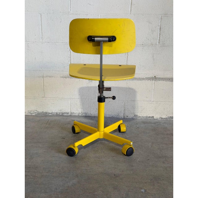 Yellow Plywood Office Swivel Chair With Metal Base Mid-Century Modern Vintage For Sale - Image 11 of 11