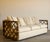 McGuire Vintage Rattan Trellis Lattice Sofa in the Style of McGuire With Casters, Wrapped Joints, and Ivory Upholstery, 1970s For Sale - Image 4 of 9