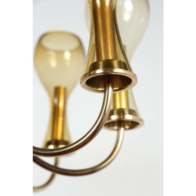 Mid-Century Brass & Glass Italian Fixture For Sale In Los Angeles - Image 6 of 7