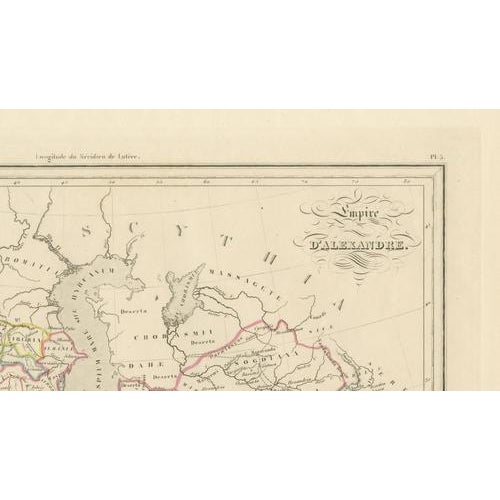 Paper Empire Dalexandre Map of Alexander the Greats Empire, 1850 For Sale - Image 7 of 10