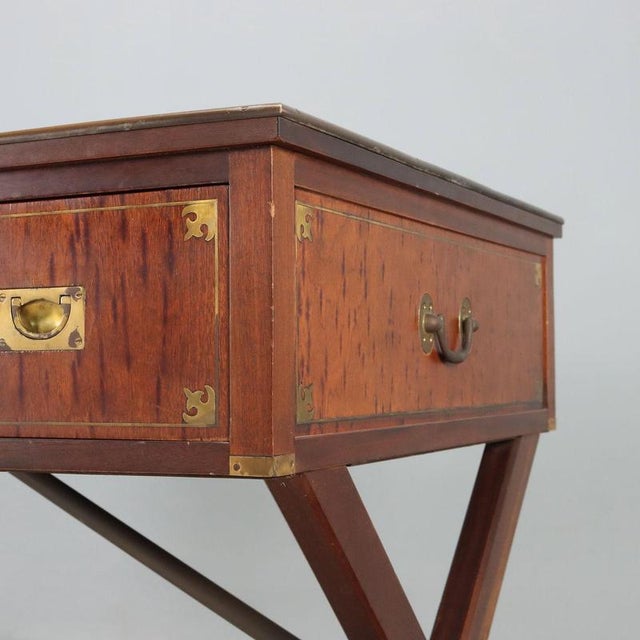 Wood English Naval Style Mahogany Writing Desk For Sale - Image 7 of 12