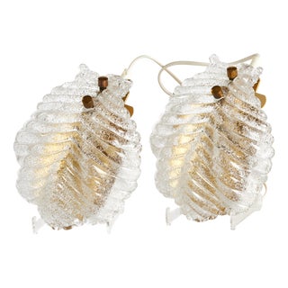 Wall Lights in Glass and Brass from Orrefors, Sweden, 1960s, Set of 2 For Sale