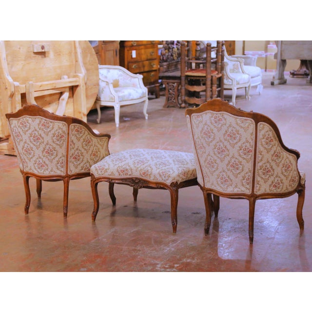 19th Century French Louis XV Provençal Walnut Duchesse Brisée Chaise Longue For Sale - Image 14 of 15