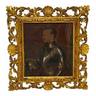 Italian Painting Nobleman Portrait Ludovico Di Giovanni De' Medici Wearing Armour Follower Carlo Portelli For Sale