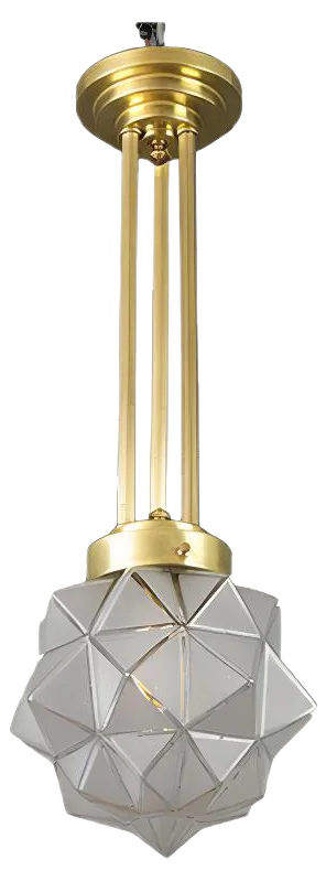 Art Deco Brass and White Frosted Glass Pendant Light