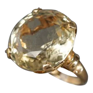 Vintage Round Yellow Topaz 14k Yellow Gold Large Cocktail Ring Size 6.5