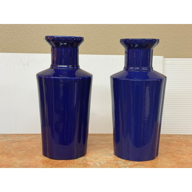 Ceramic Martino Interiors Glazed Ceramic Bottle Vases, Pair For Sale - Image 7 of 12
